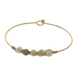 Semi Precious Stone & Wire Bangle Bracelet